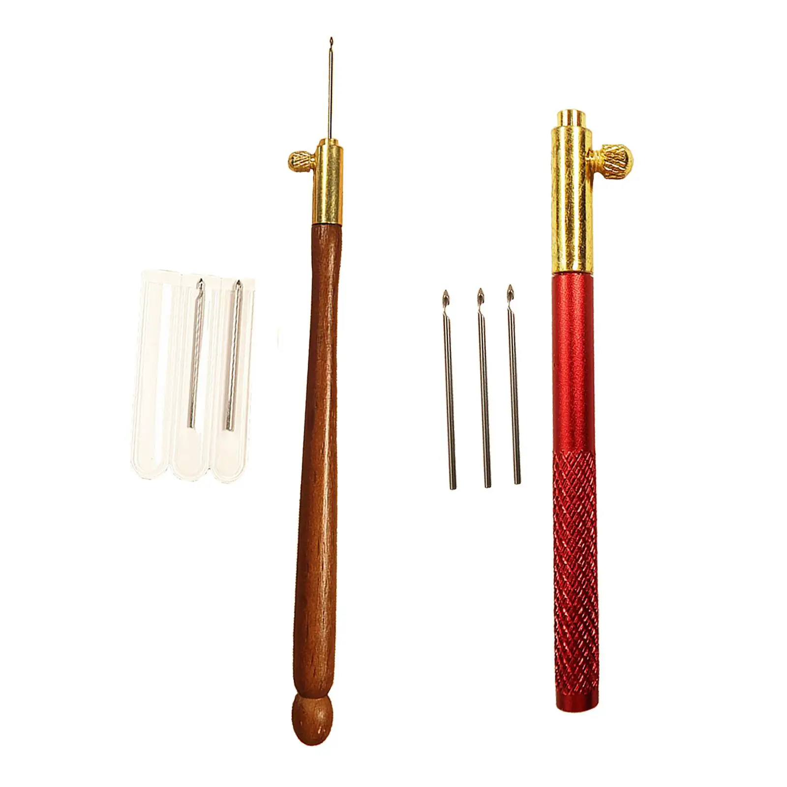 French Embroidery Wooden Handle Crochet Hooks Kit with Steel Beading Tools for Couture Sewing Techniques Easy Grip Soft Touch