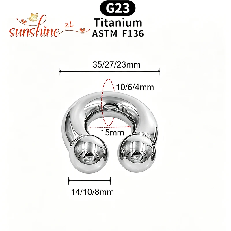 ASTM F136 Titan PIERC Hufeisen Circular Barbell Große Größe Ohrringe 0G-12G Nasen-, Brustwarzen-, Tragus-, Lippen-, Ohr- und Körperschmuck – Detail 3