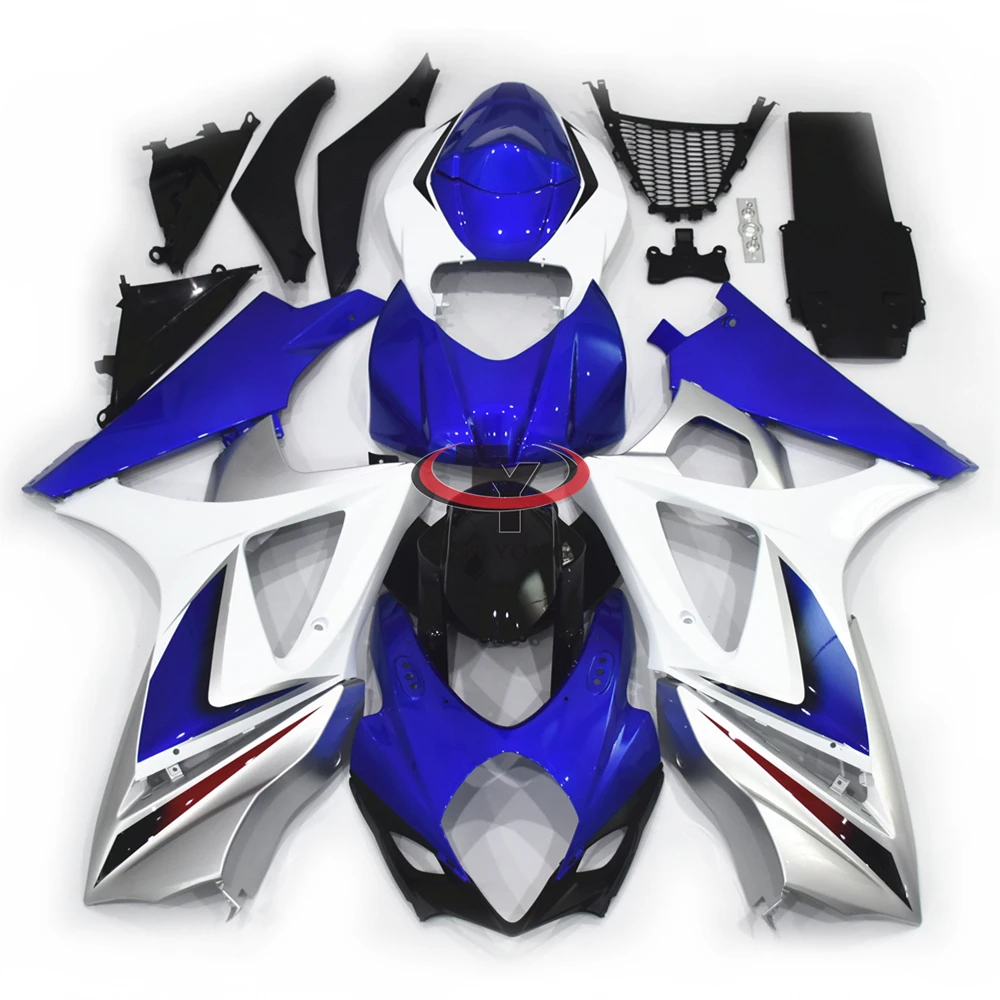 Motorcycle Fairing Kit For GSXR1000 K7 2007-2008 All bright blue gradient black silver white Bodywork Injection Full Cowling