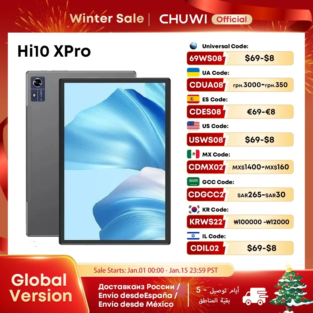 CHUWI Hi10X Pro Unisoc T606 4G LTE 10.1 Inch 800*1280 IPS Screen 4GB RAM 128GB ROM Tablets 2.4G/5G Wifi Android 13 Tablet PC