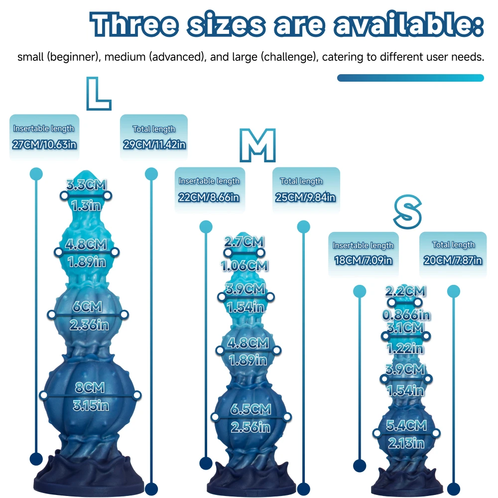 Oieffur Sex Toys Design Alternativo Plugue Anal para Homens Gradiente Azul Avançado Silicone Mulheres Vibradores Disponíveis em Vários Tamanhos