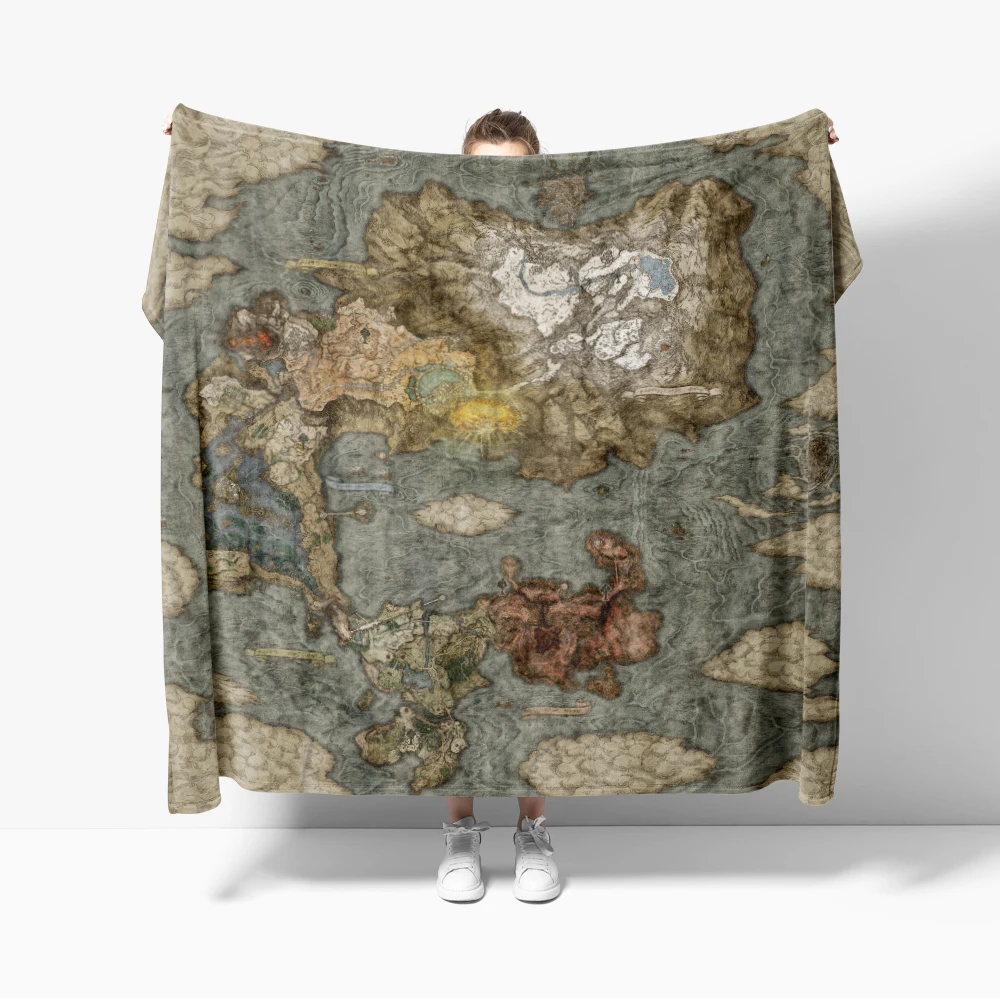 Golden Tree Lands Between Map Blankets Soft Warm Flannel Throw Blanket Bedding for Bed Living room Home Sofa