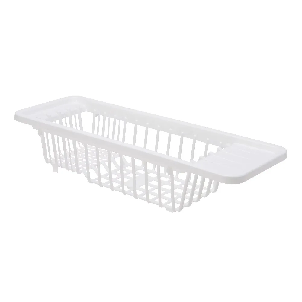 Over the Sink Dish Drying Rack Plastic Foldable Kitchen Organizer Utensil Holder Drain Rack Storage White