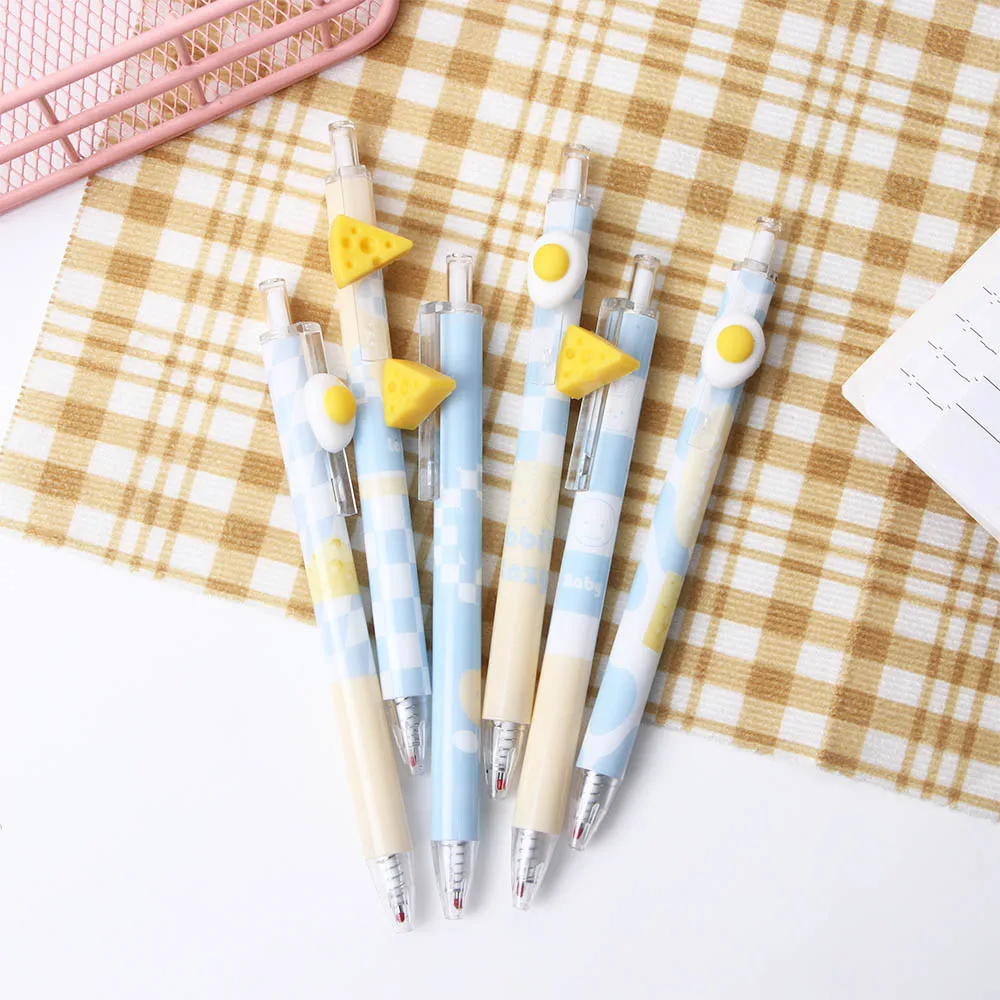 Kawaii الجبن البيض هلام القلم لطيف الكرتون التجفيف السريع 0.5 مللي متر الأسود الحبر الصحافة هلام القلم الكتابة أقلام مدرسة مكتب التموين القرطاسية