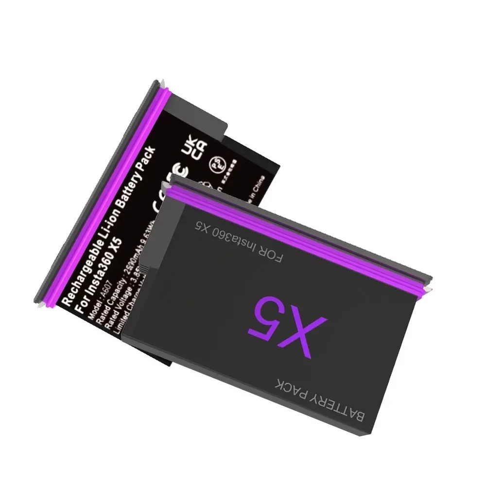 بطارية 2800 مللي أمبير 3.89 فولت + شاحن بفتحتين لكاميرا بطارية Insta360 X5 بطاريات عمل بانورامية لملحقات Insta360X5