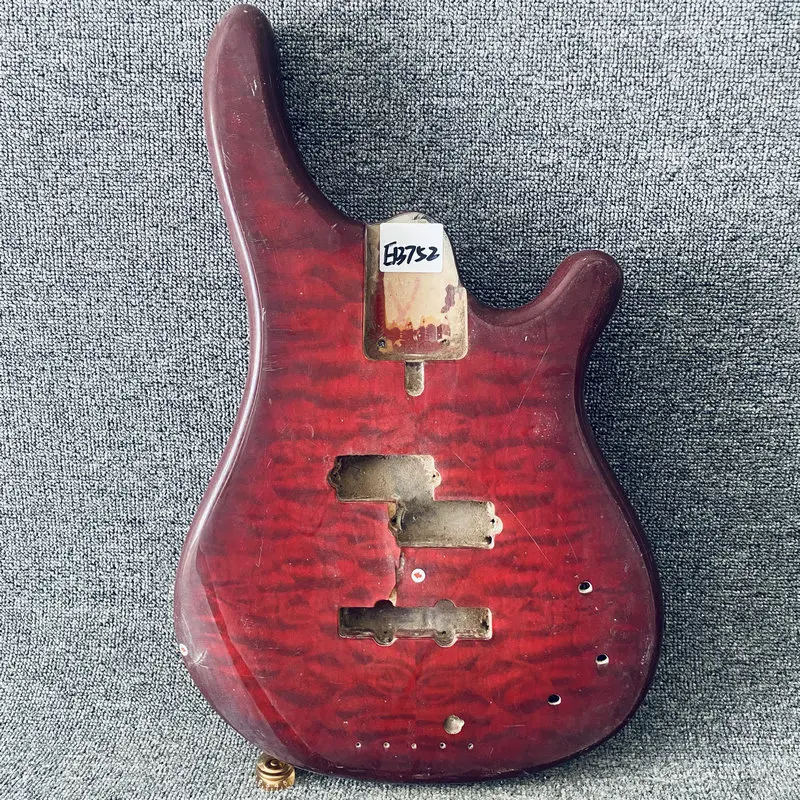 EB752 Red Quilted Maple PJB Electric Bass Unfinished Bass Body in Solid Wood for 4 or 5 String Version Replace Diy Guitar parts