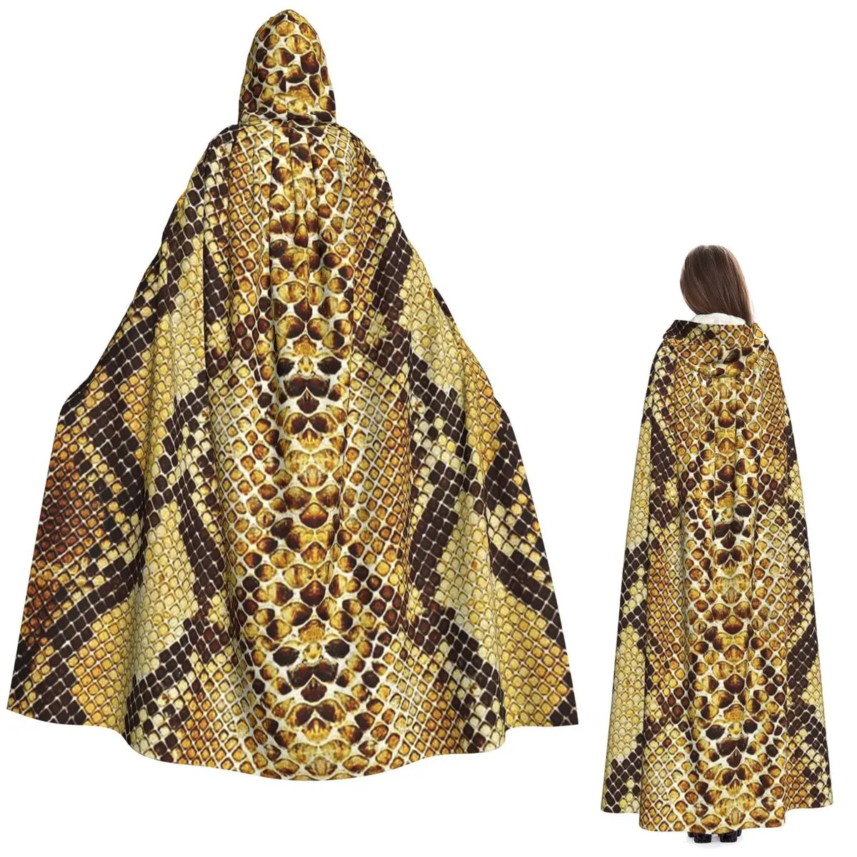 뱀 가죽 파충류 긴 후드 망토 마녀 중세 의상 코스프레 케이프 할로윈 파티 성인 유니섹스