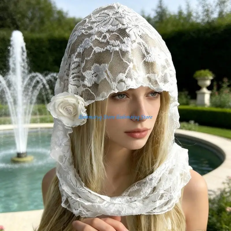 

573B Stylish Hollow Head Cover Hair Bandana Headscarf Blending Charm Daily Comfort