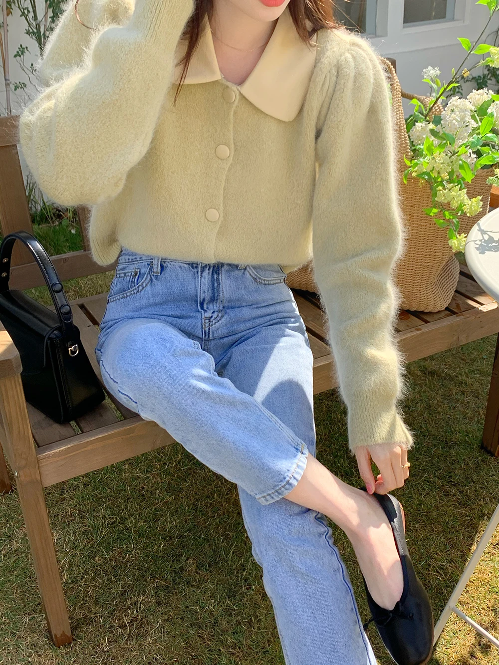 

Light Yellow Solid Soft Cardigans Women Coats Knitted All Match High Street 2022 New Chic Elegant Casual Sweaters