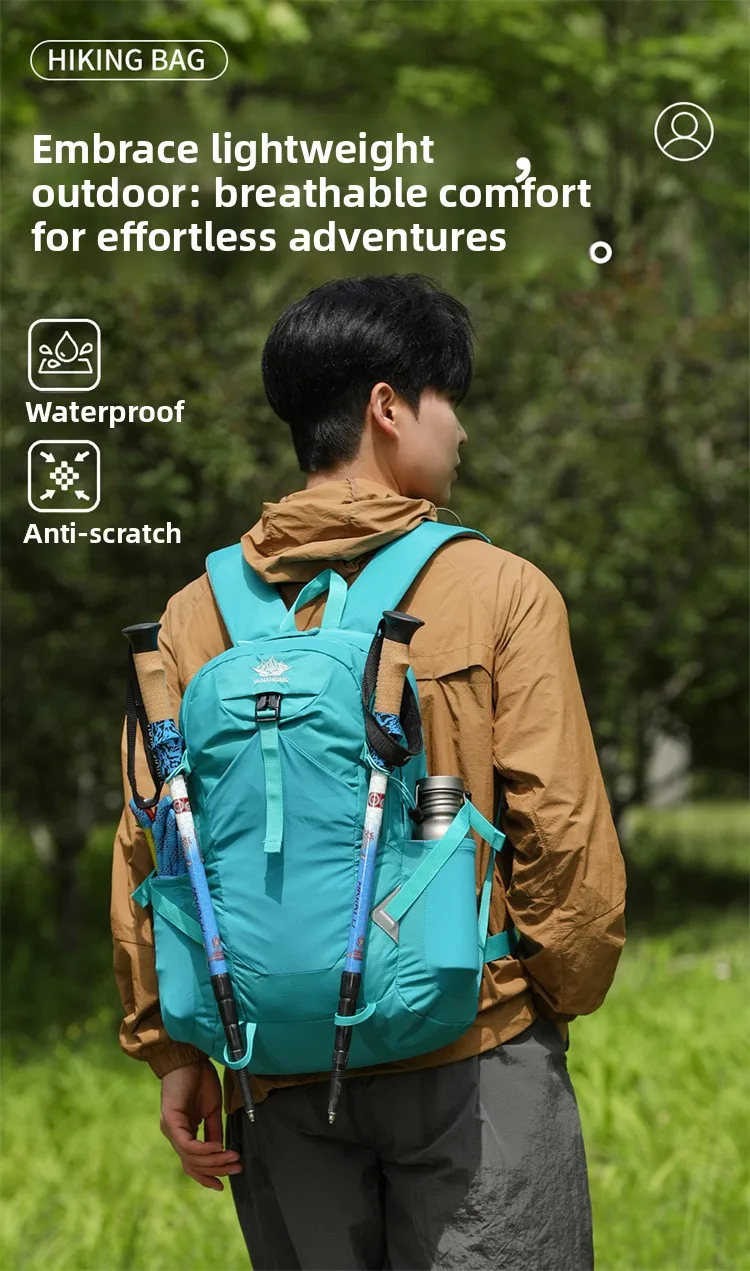 20-35L Outdoor-Wanderrucksack mit großem Fassungsvermögen, Unisex, Camping, Freizeit, Trekking, wasserdichte Sporttasche, City Wildness, Nylon, atmungsaktiv – Detail 4