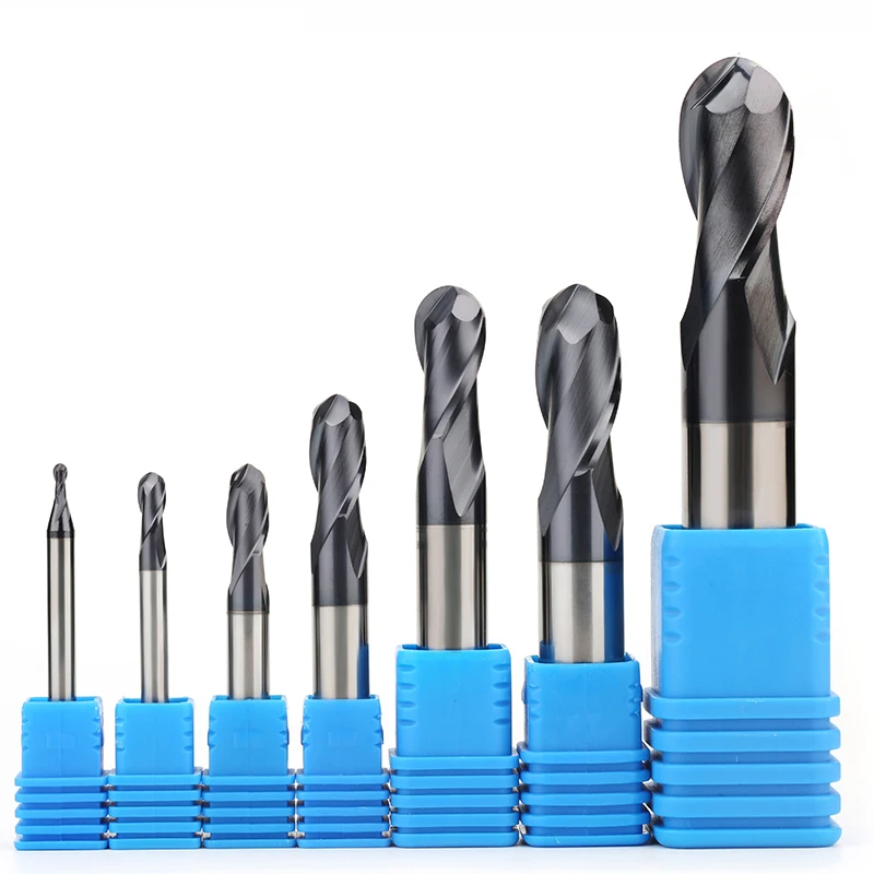 Ball nose end mill 2 flutes 100mm 150mm length cnc end milling cutter for metal face and slot machining hrc50 coated end mills