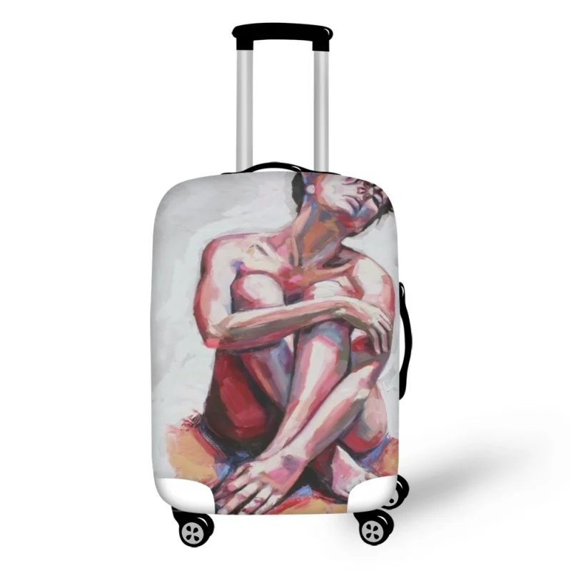 Oil Painting Women Travel Luggage Covers Scratch Resistant Suitcase Protector Cover Durable Trolly Basic Accessory for18-32 Inch