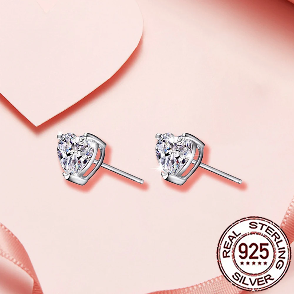 CWWZircons Ohrstecker aus echtem Sterlingsilber 925, romantisch, glänzend, CZ, Liebe, Herzform, für Damen, tägliche Party, edler Schmuck SE082 – Detail 7