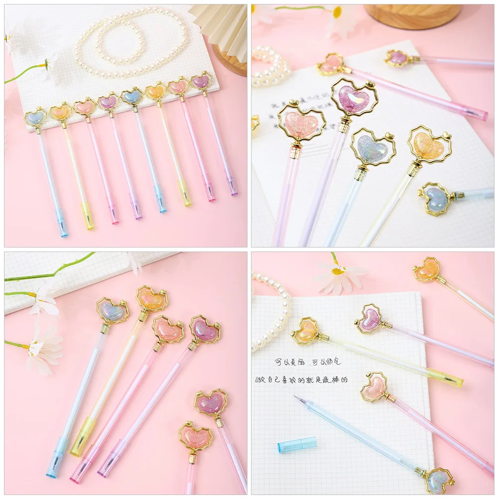 

10pcs Heart Bead Gel Pen Smooth Writing Comfortable Grip For Office School Stationery Students Cute Pens Bulk Writing Tool