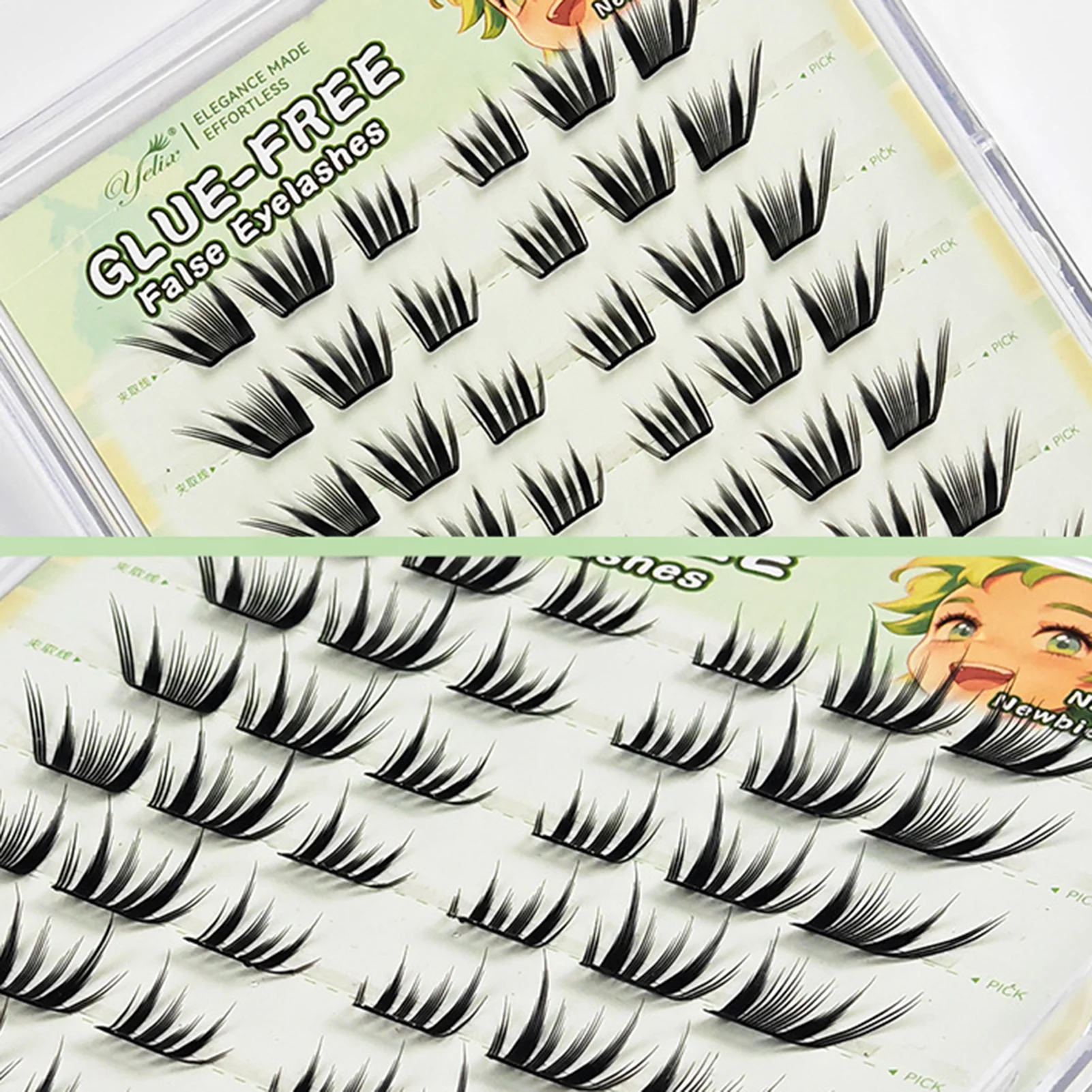 接着剤不要のつけまつげ エクステンション シングルクラスター 0.07mm ブラック 8.5～12.5mm ミックス長さ Cカール 高品質ファイバーラッシュ まつげ