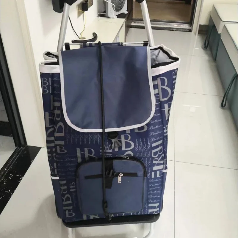 Aluminium Large Folding Shopping Cart Home Portable Old Age Foldable Utility Cart Luxury Trolley Bag On Wheels Home Supplies