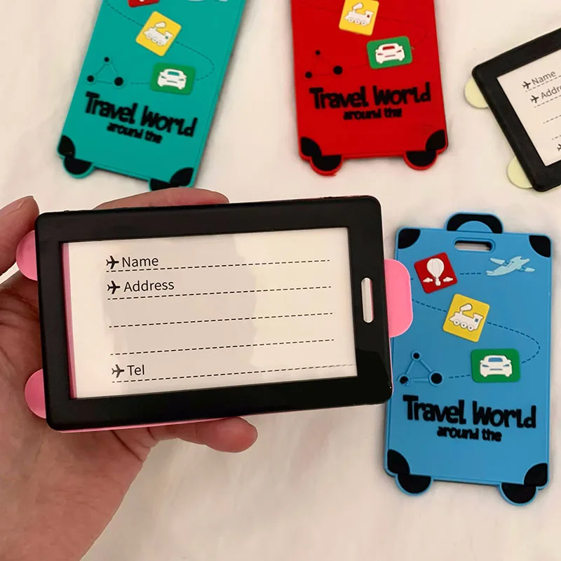 

Бирки для багажа из ПВХ, дорожные бирки, аксессуары для путешествий, новые милые бирки для чемоданов, идентификационные этикетки для имени и адреса