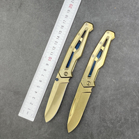 High Quality All Steel Folding Knives Construction Champagne Gold Titanium Outdoor Camping EDC Tool Utility Knife Multi-Tools