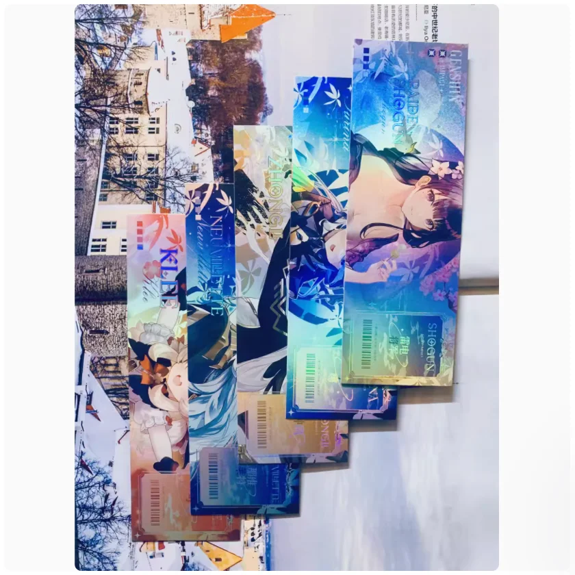 2024 애니메이션 원신 임팩트 리버스 레이저 티켓, 카미사토 아야토 후리나 야에 미코 알하이탐 나히다 컬렉션 북마크 UV 카드