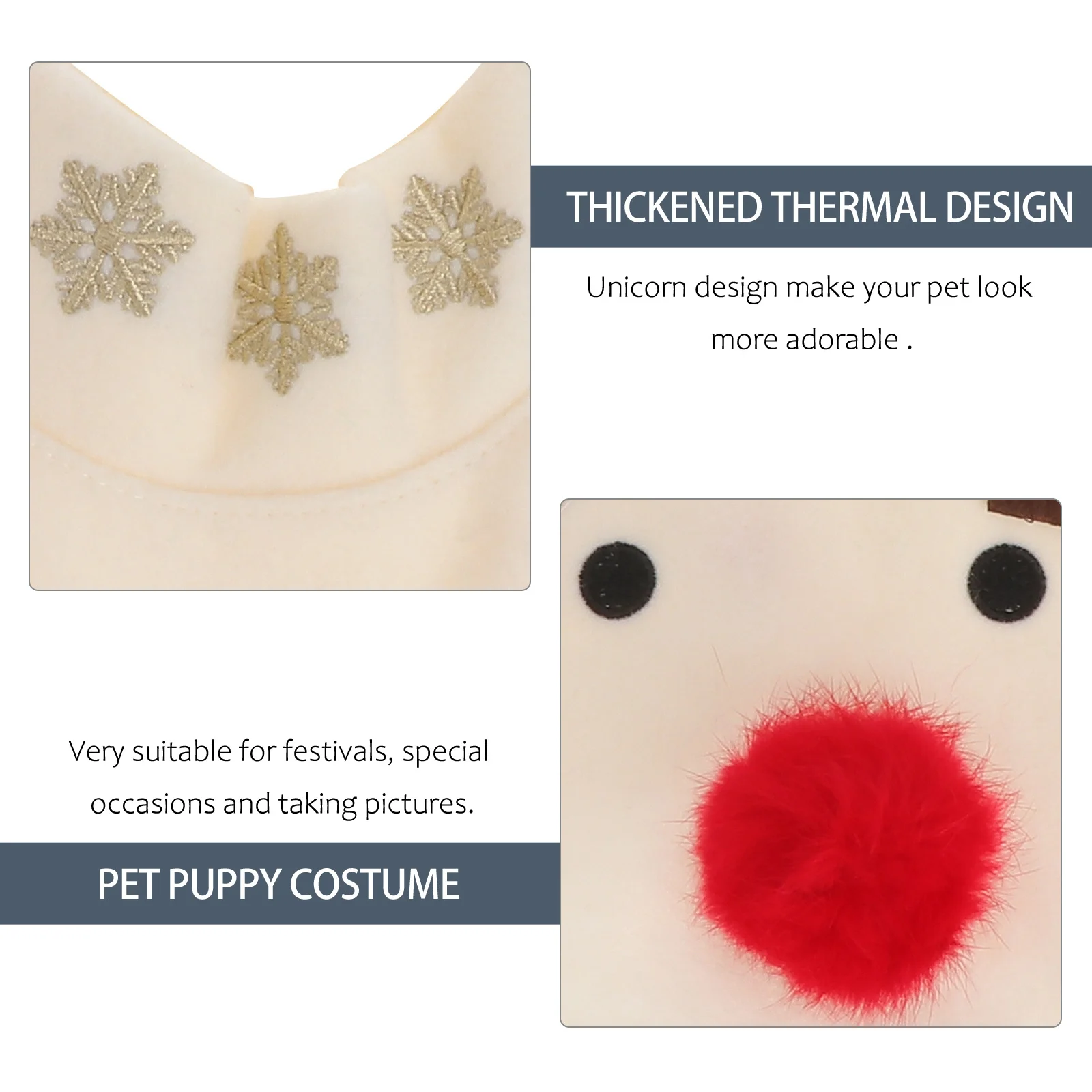 

Pet Dog Clothes Elk Pattern Christmas Costume Soft Breathable Puppy Size Xs White Warm Dog Apparel for Winter Party