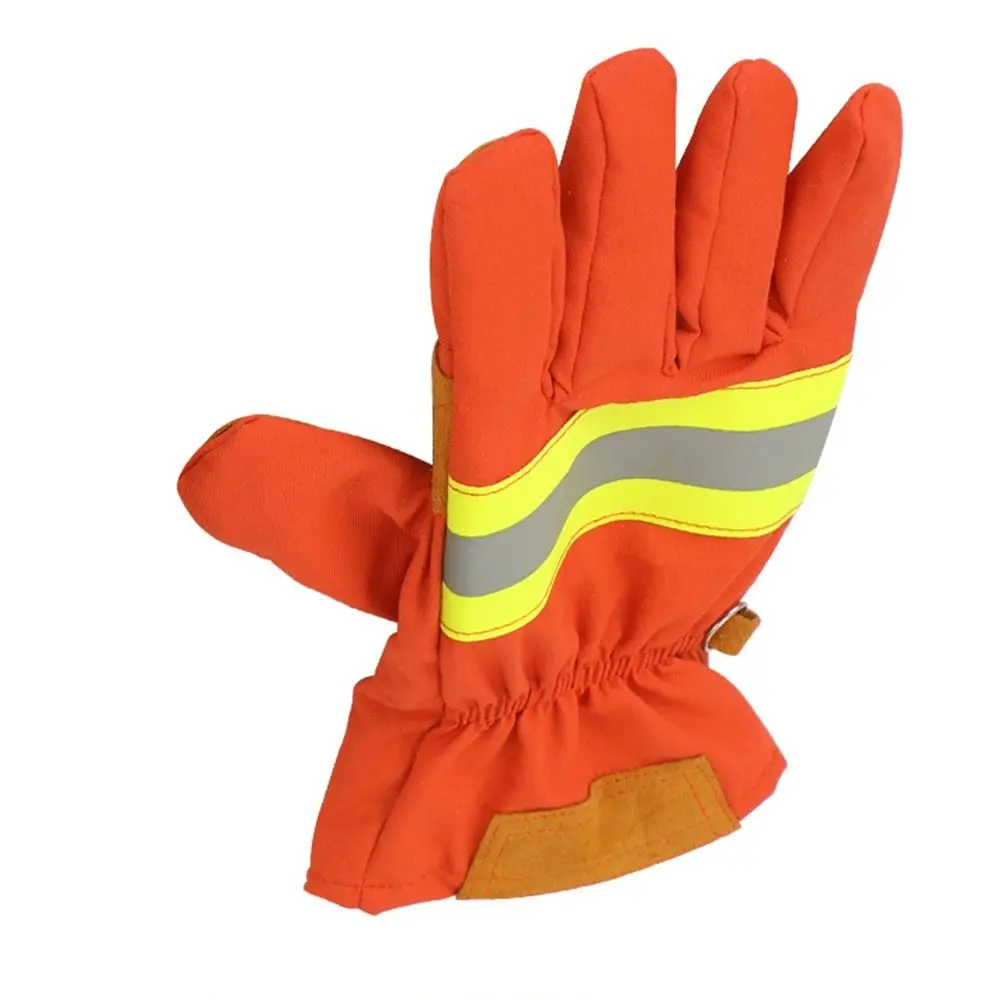 

Thicken Firefighter Training Gloves Heat Resistant Reflective Strap Flame Retardant Gloves Wear-Resistance Orange