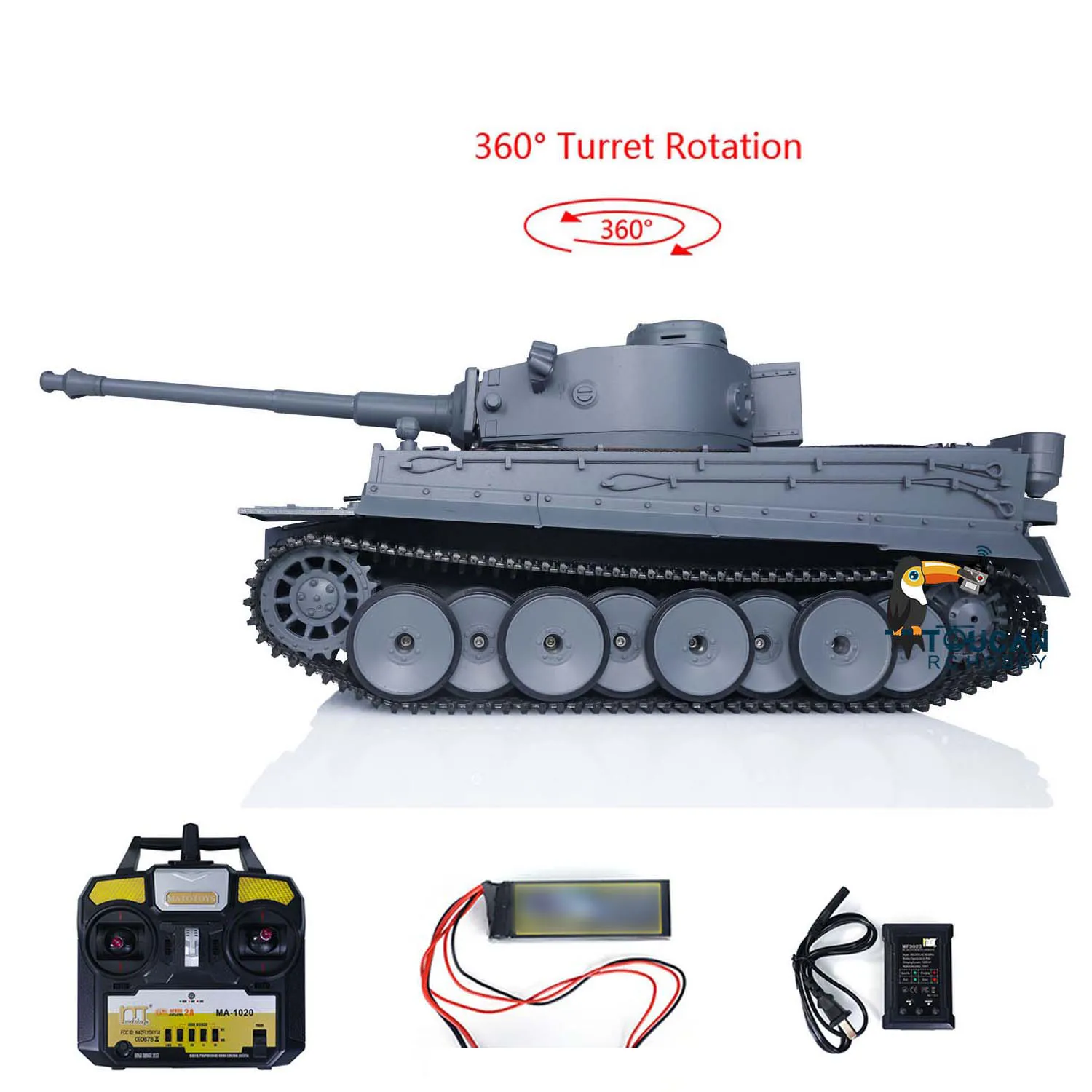 Mato Metal RTR RC Panzer im Maßstab 1:16, grauer deutscher Tiger I, Infrarotversion 1220, 4 Kanäle, 2,4 GHz, RC-Modell TH00651-SMT8