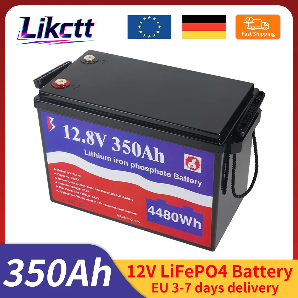 12V 350AH LiFePO4 Batteriepack Klasse A LFP-Zelle 4480Wh Lithium-Eisenphosphat 10000 Zyklen für Wohnmobil-Solar-Heimenergiespeichersystem EU-Lagerbestand
