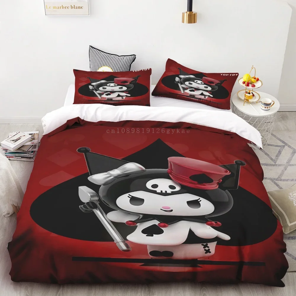 Duvet Cover Kuromi 3D Printed Bedding Set Soft 100% Polyester Quilt Cover Queen/single/duble Size Room Decor Teen Kids Gift