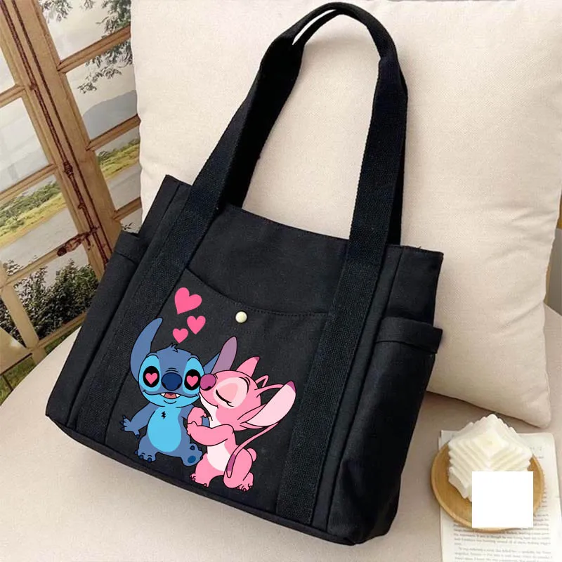 Disney Lilo & Stitch o dużej pojemności Tote Bag płócienna modna torba na ramię torebka dla pań torby zakupowe na co dzień