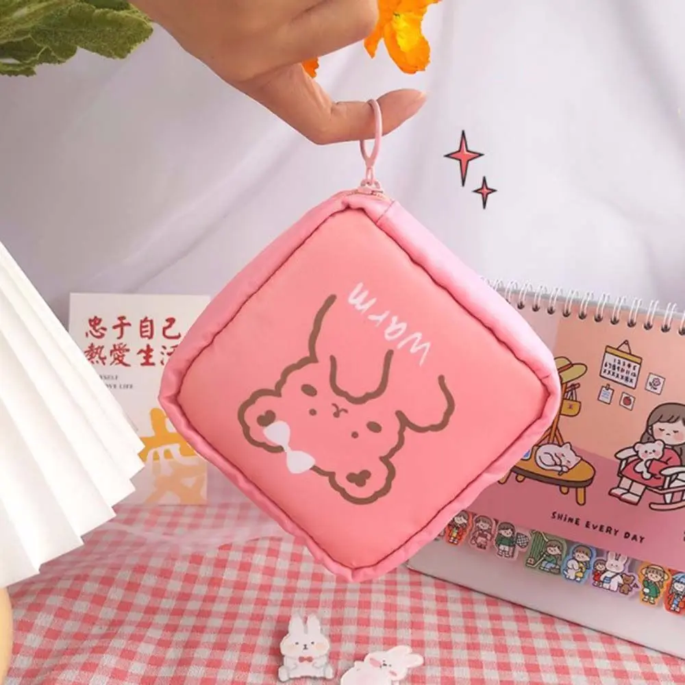 Bunny Bear Rabbits Cute Cartoon Pattern Waterproof Dinosaur Cat Lipstick Pouch Cosmetic Bag Coin Purse Sanitary Napkin Bag