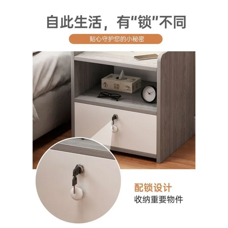 طاولة بجانب السرير، غرفة نوم بسيطة وحديثة، خزانة منزلية صغيرة، غرفة تأجير فاخرة راقية، رف صغير بجانب السرير #5