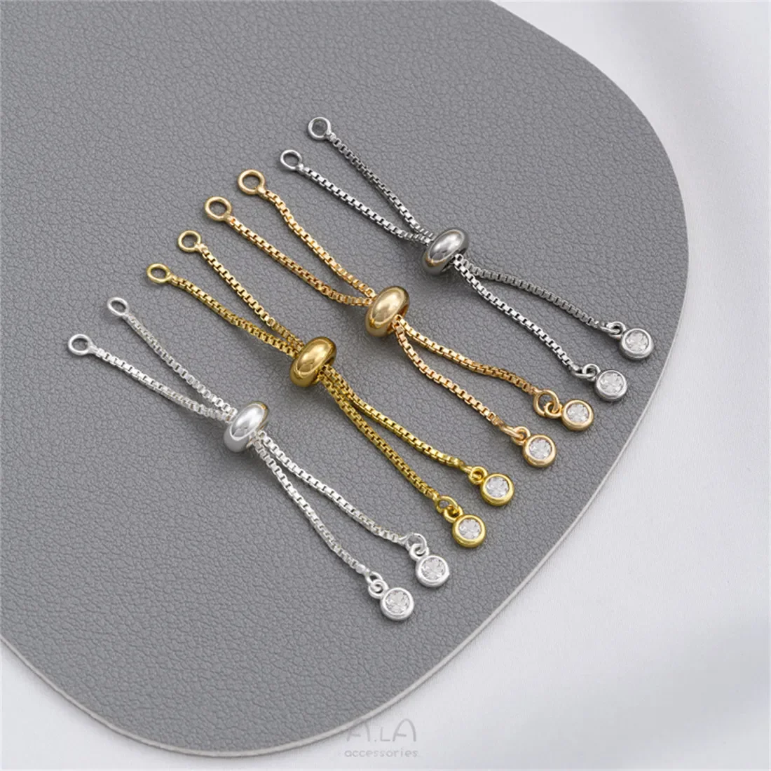 14K Gold-filled Silicone Beads Adjustable Extension Chain Short Hanging Zircon DIY Bracelet Jewelry Telescopic Extension Chain