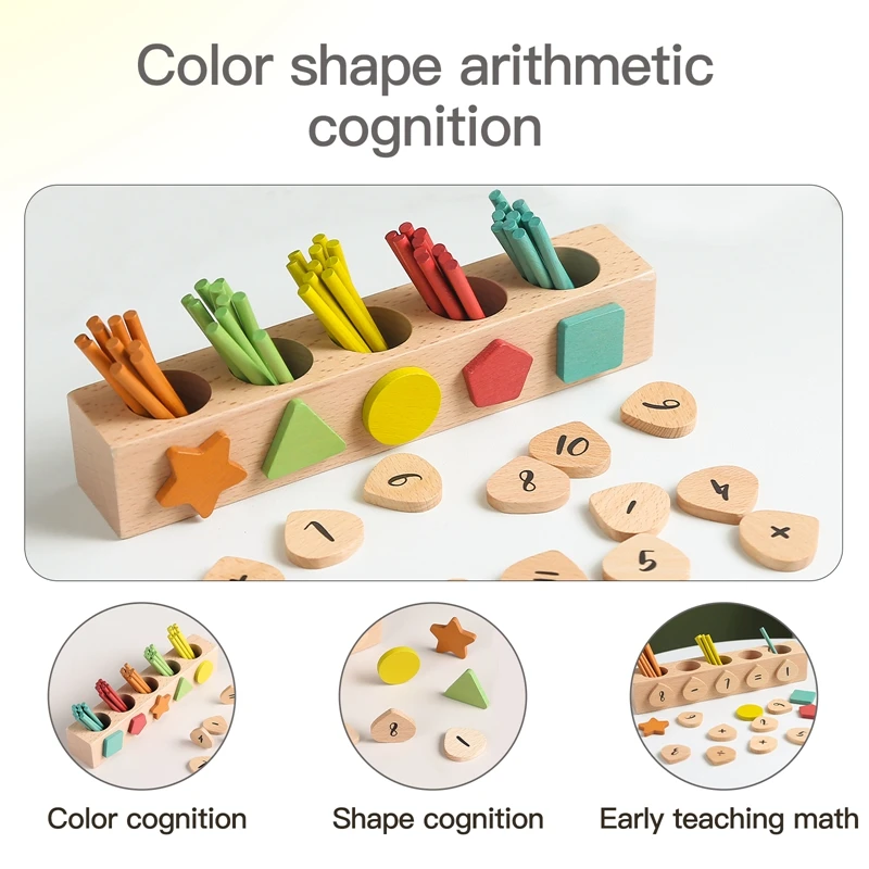 1Set Wooden Toys Colorful Counting Sticks Number Alphabet Blocks Wooden Intelligence Sticks Montessori Teaching Aids Math Toy