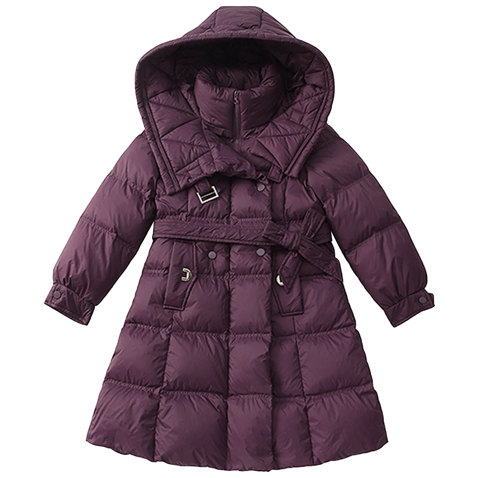 Girls Winter Coat,Kids Down Jacket with Hood,Children's Parka,Thicken Warm Puffer Coat,Teenagers Overcoat,Long Sleeve Outerwear