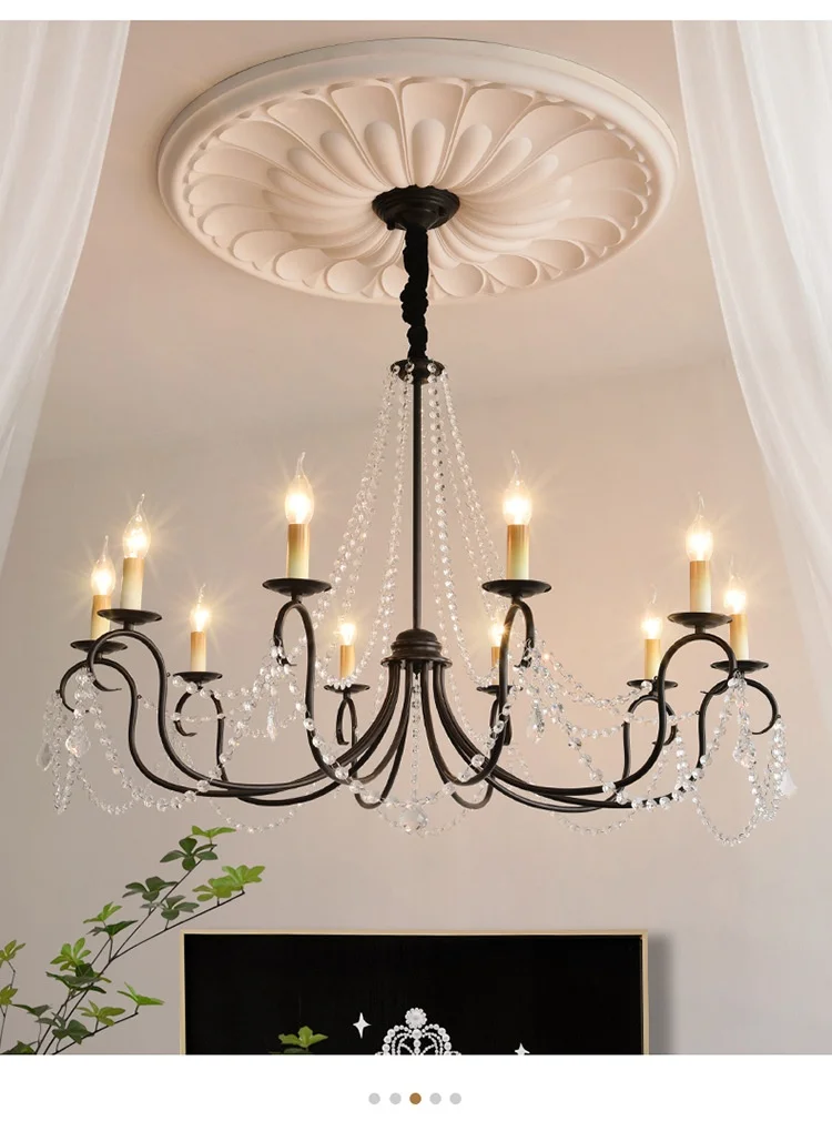 American Black Candle Chandelier Loft Crystal Pendant