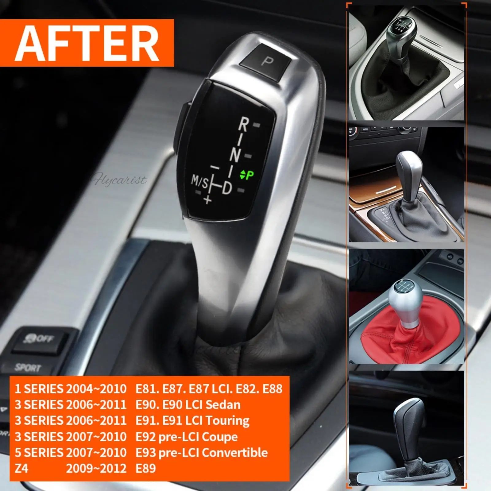 

For E90 E91 3 Series E81 E87 1 Series Pre-facelift LHD LED Gear Shift Knob Replace Silver