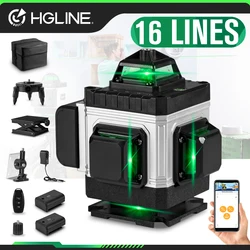 HGLINE 4D 16 Lines Laser Level APP Remote Control 360° Cross Measure Laser Beam Laser Level Horizontal Vertical Levels Tools