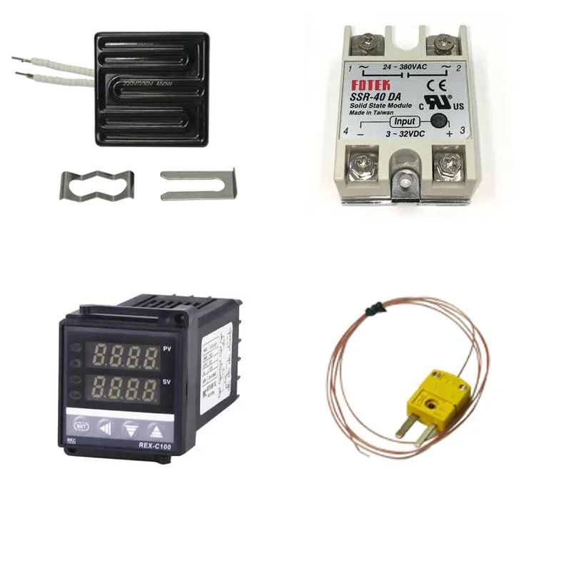 

450W Infrared Upper Heating Plate +Temperature Controller Thermostat REX-C100+ SSR 40A Relay + Omega K-Type Thermocouple sensor