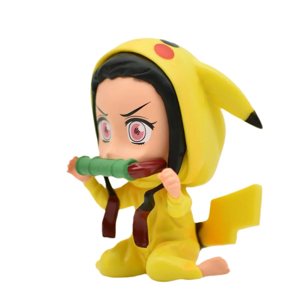 Demon Slayer Anime Action Figures, Nezuko Cosplay, Pikachu, Modelo de Coleção, Boneca, 10cm