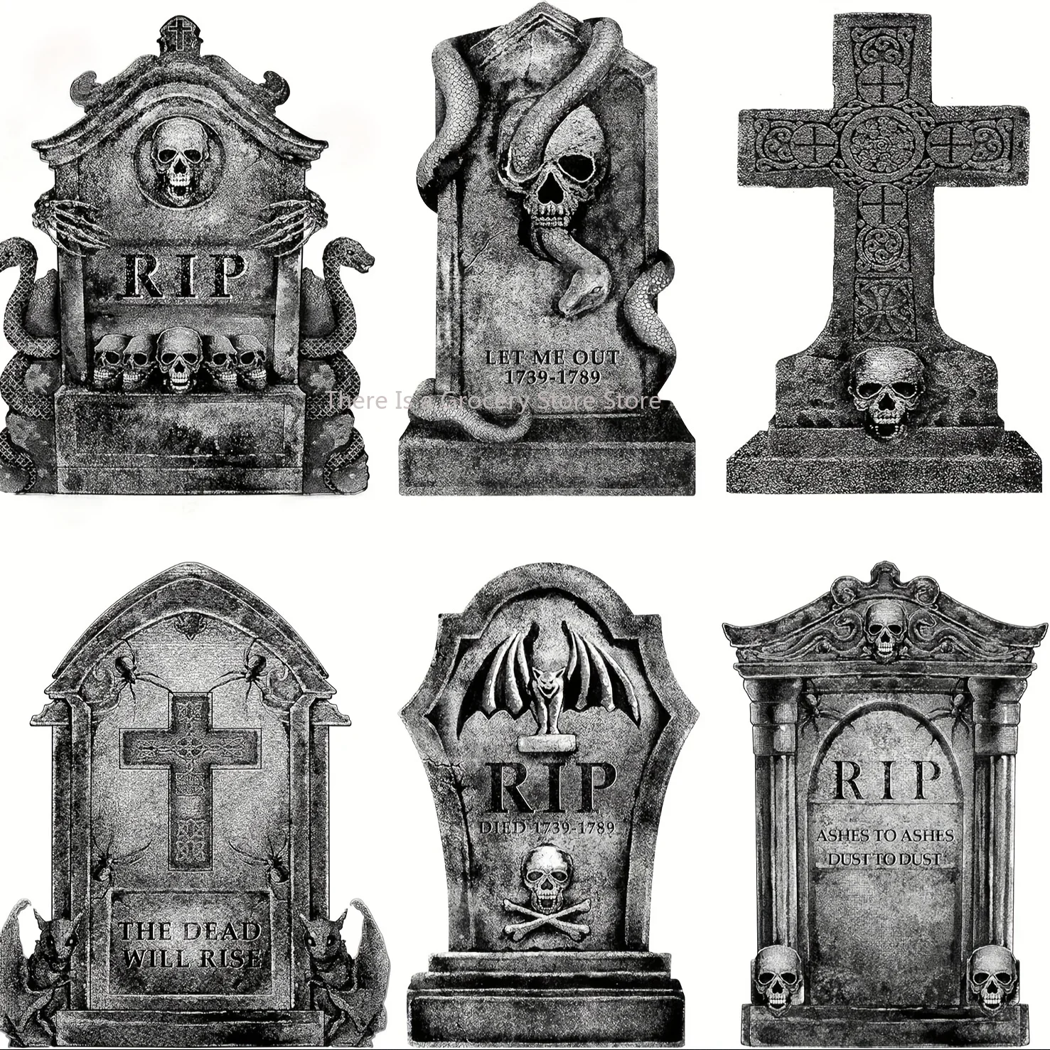 زينة الهالوين في الهواء الطلق مقبرة شواهد القبور شواهد القبور ديكور الهالوين علامات ساحة مع حصص هيكل عظمي مخيف واقعي