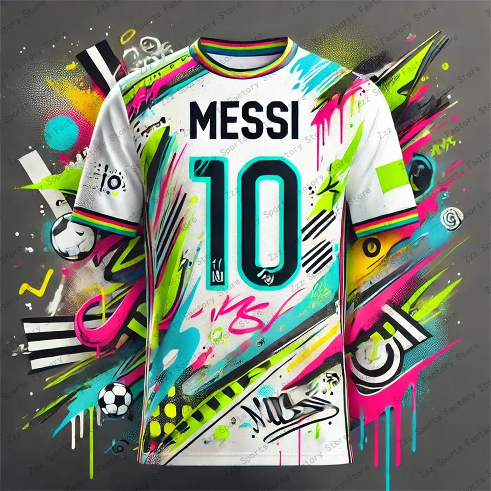 CHATGPT Street Graffiti Soccer Jersey for Kids and Adults, Special MESSI 10, Summer Tee, Intelligent Design Edition, New Kit