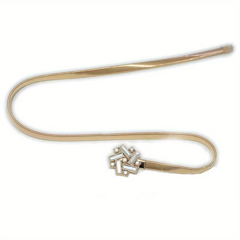 Metall elastische Taillen kette mit Rautenmuster Inlay Dekoration und Gold einfach Full Set gm1284