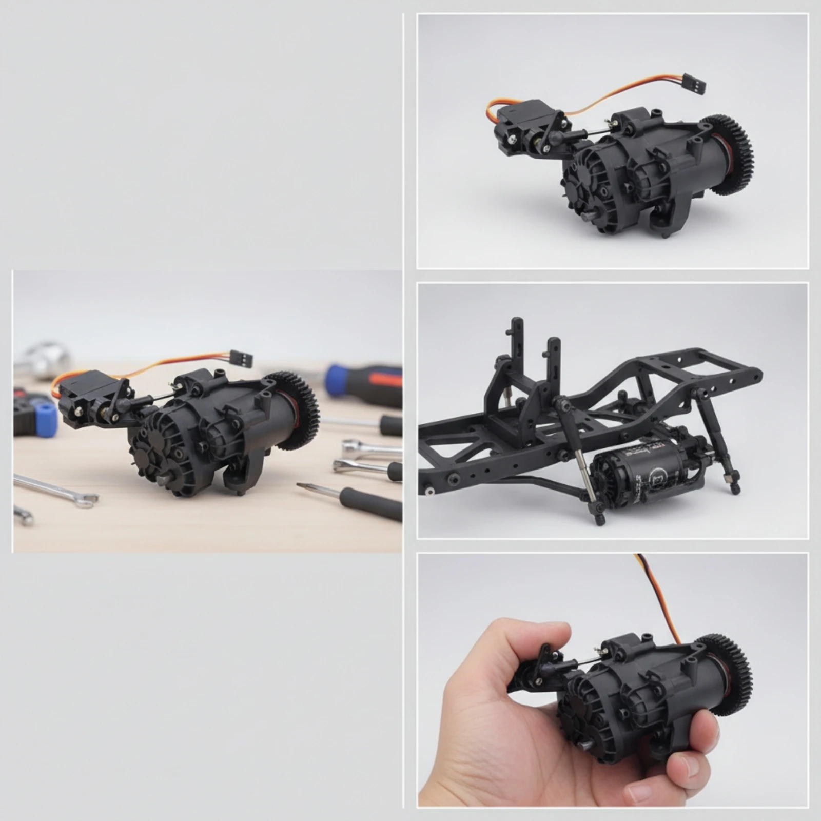Crawler Gearbox with Servo Metal Gears Gearbox Assembly with Servo 2-Speed Gearbox Direct Fit Gear Case Replacement