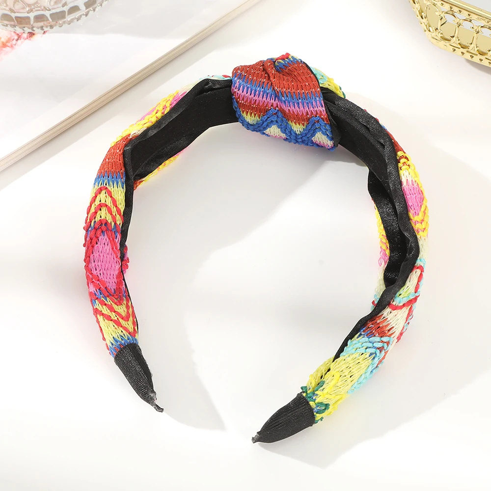 Ethnic Style Knotted Headbands New Fashion Wide Hairbands for Women Non-slip Wide Headbands