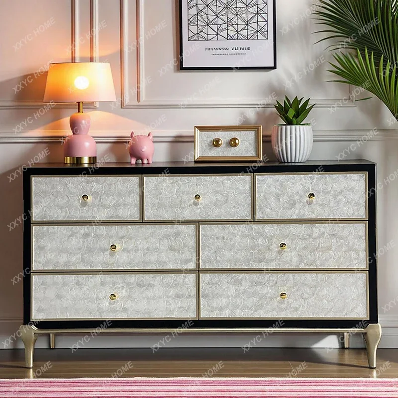 

Y Light Luxury Shell Seven-Drawer Cabinet Living Room Household Drawer Storage Cabinet