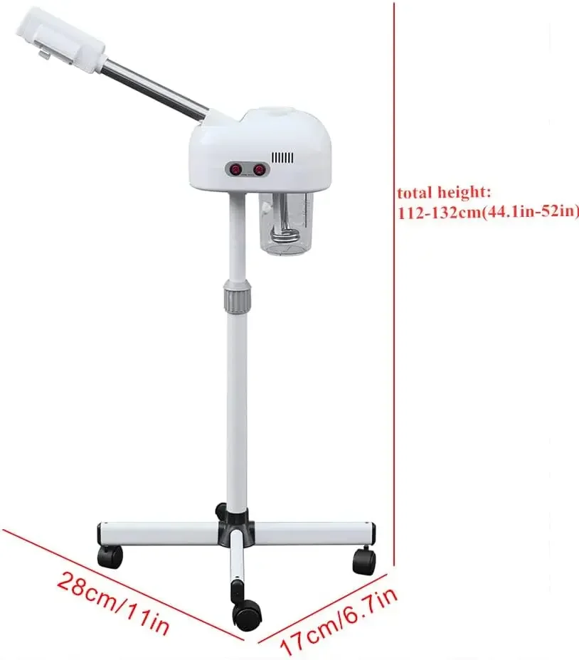 車輪付きフェイシャルスチーマー 360 °   回転式ホットオゾンフェイススチーマー、顔のディープクレンジングスキンケアツール、ミストスプレーヤー
