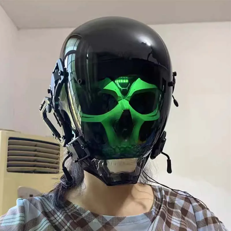 Masque squelette Cyber Punk, Cosplay, tête fantôme d'horreur, Costumes de crâne, casque de soldat Mech, accessoires de fête de carnaval, masque d'halloween, cadeau