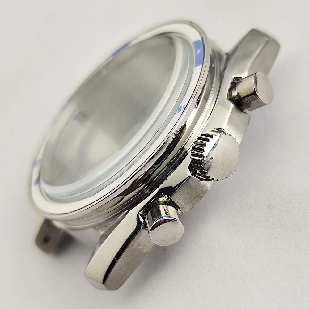 ساعة VK63 هيكل أسود/فضي 39.7 ملم حافظة من الفولاذ المقاوم للصدأ مناسبة لعلبة حركة VK63vk63A حزام 20 ملم