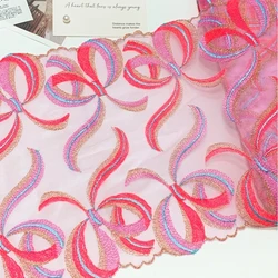 2meters Pink Golden Embroidery Lace Trim Skirt Hem Underwear Sewing Craft DIY Apparel Fabrics Lace Lingerie 24cm