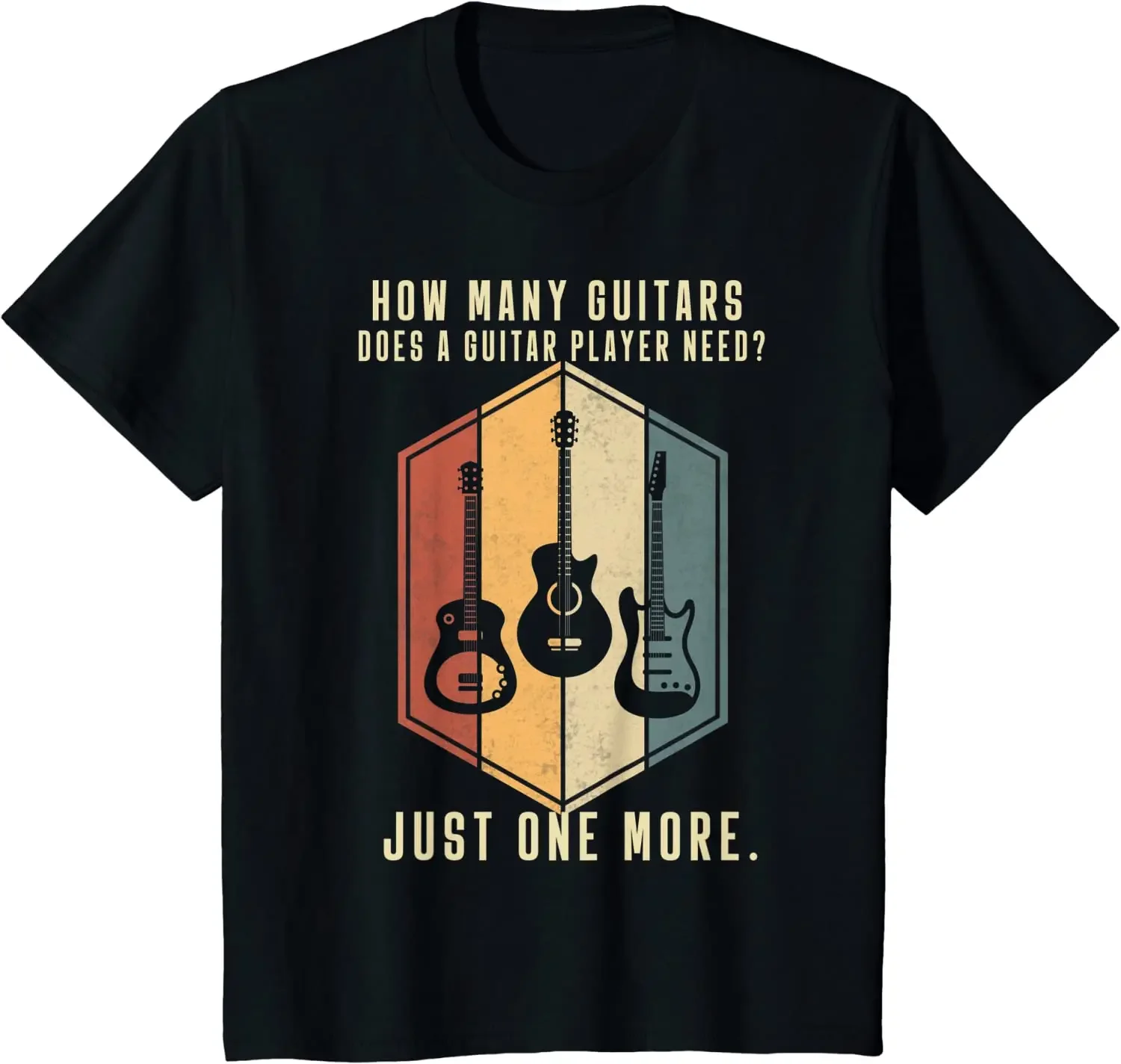 How Many Guitars Gifts for Men Guitar Players Music Vintage T-Shirt Graphic T Shirts Daily Four Seasons Tees O-Neck